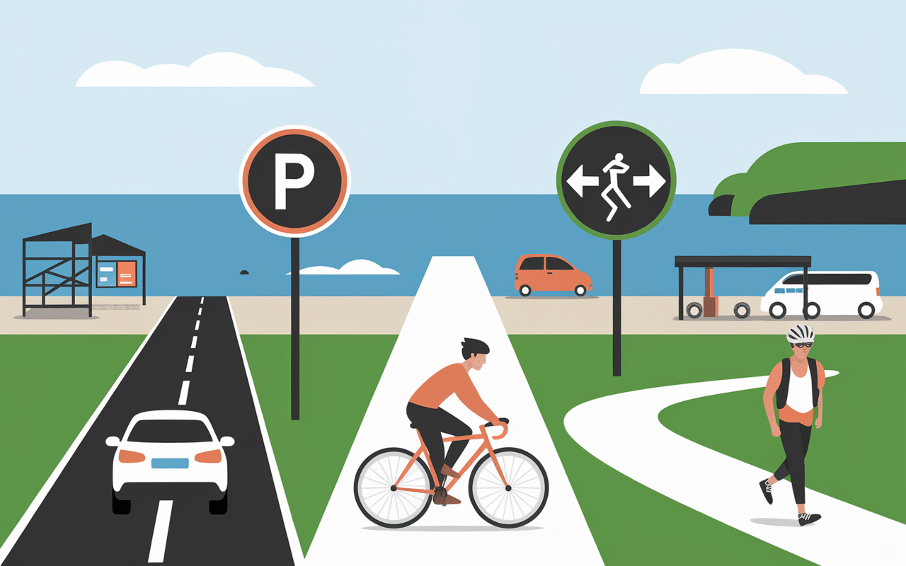 Accès plage de la vignette parking et services