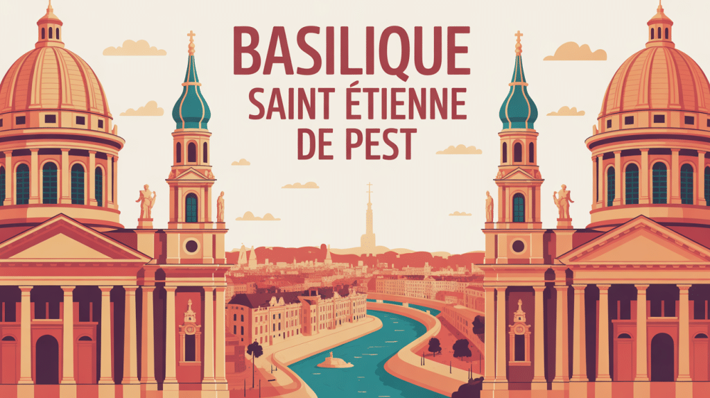 Vue stylisée basilique saint étienne de pest Budapest