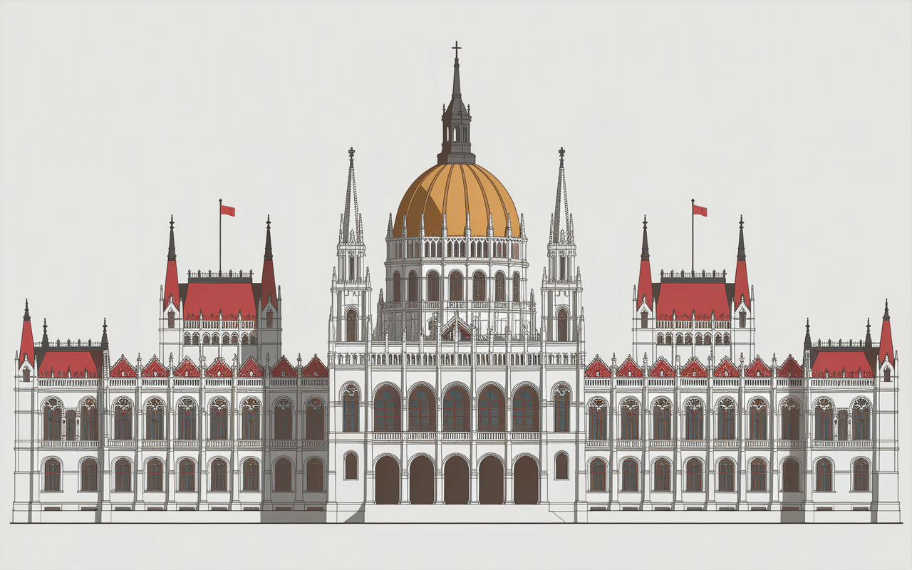 Architecture néogothique budapest parlement détail