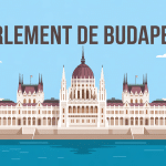 Illustration budapest parlement bâtiment néogothique Danube