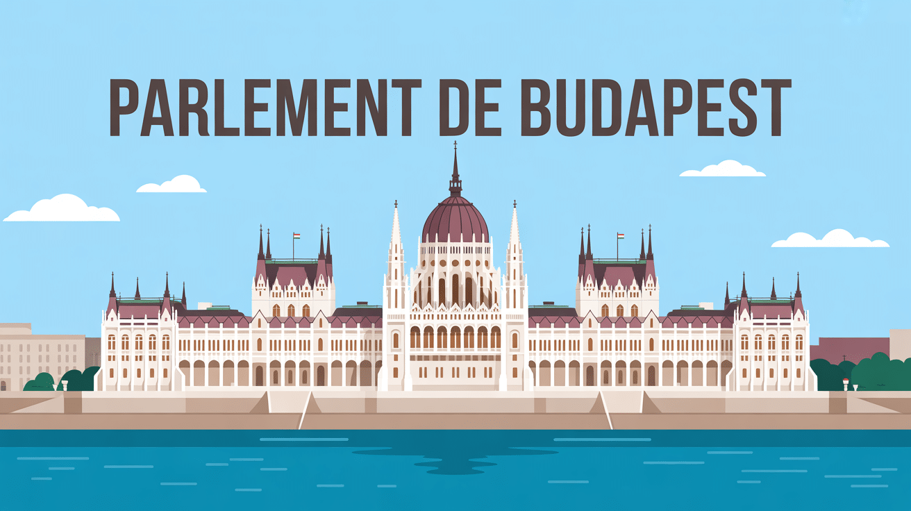 Illustration budapest parlement bâtiment néogothique Danube
