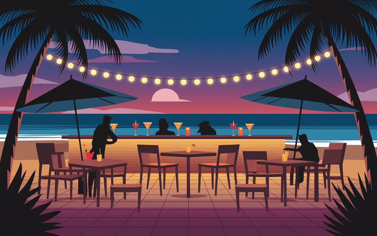 canggu bar plage ambiance festive nocturne