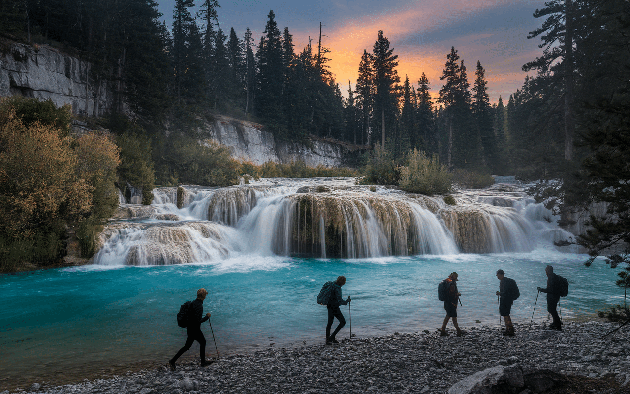 randonneurs admirant cascate di radule