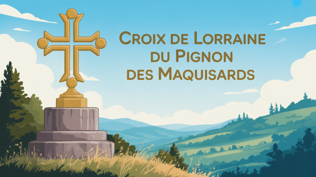 Croix de lorraine du pignon des maquisards sur pignon vue paysage