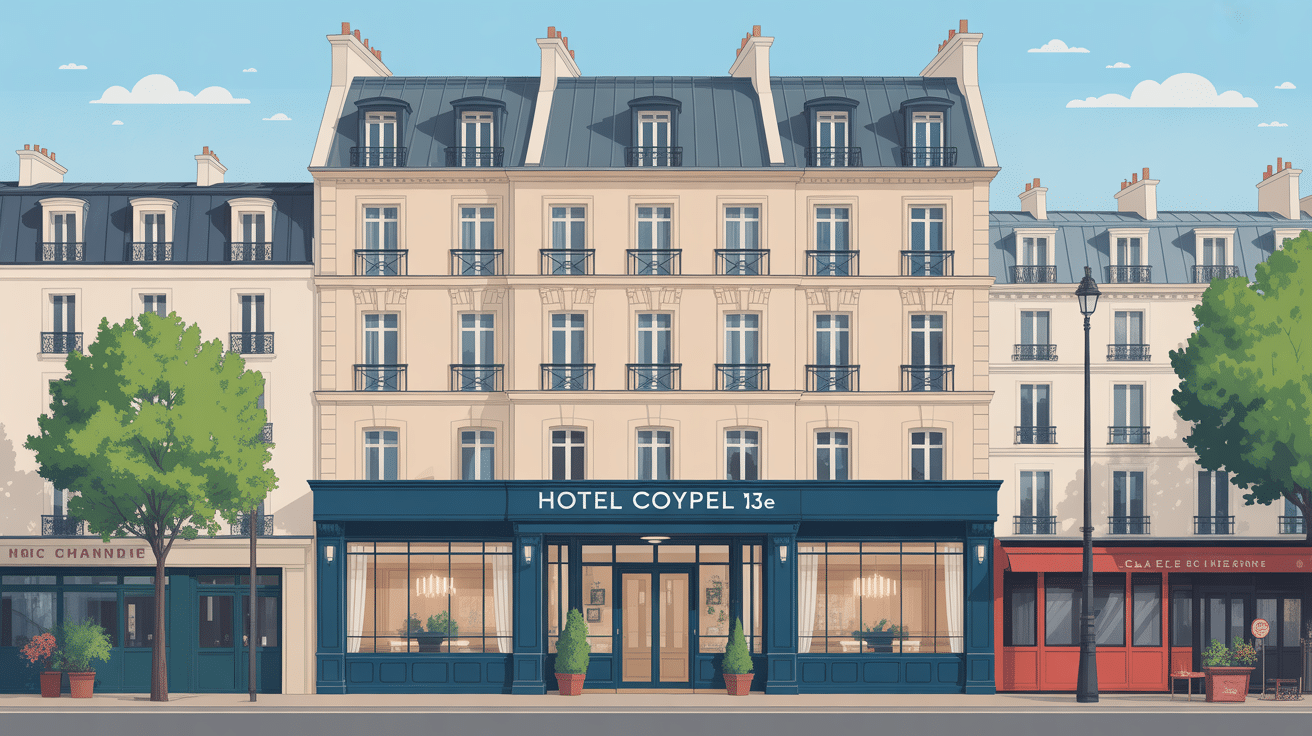 Façade hotel coypel paris 13e moderne quartier haussmannien