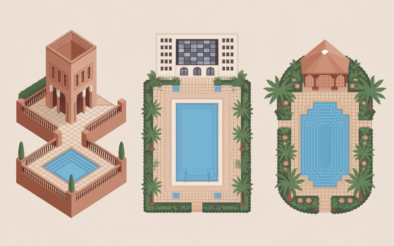 hebergements variés hotel piscine marrakech riad resort