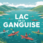 vue panoramique lac de la ganguise avec sports nautiques