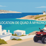 location quad mykonos route côtière méditerranée moulins