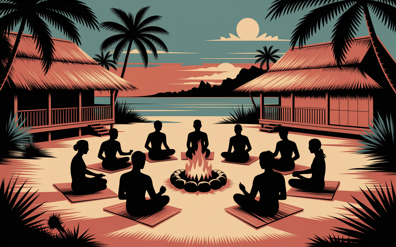Scène de vie traditionnelle à Mataiva