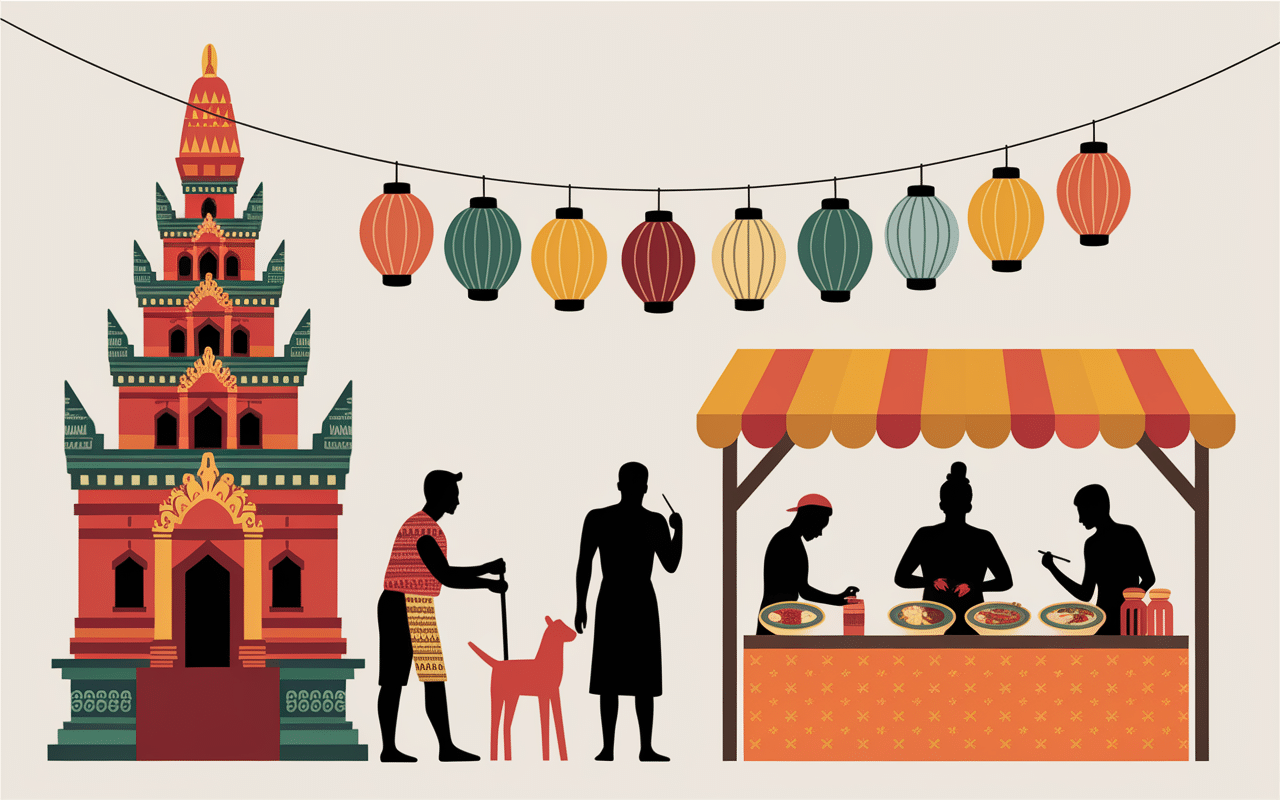 pays z culture marché temple plats traditionnels