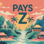 pays z illustration paysage tropical coucher de soleil