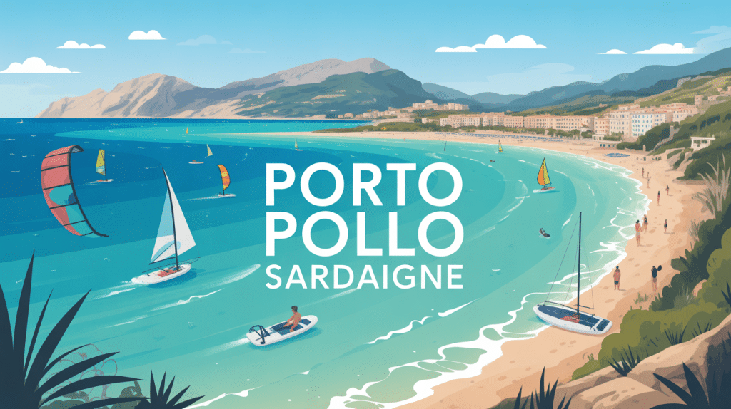 vue panoramique porto pollo plage sable kitesurf