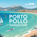 vue panoramique porto pollo plage sable kitesurf