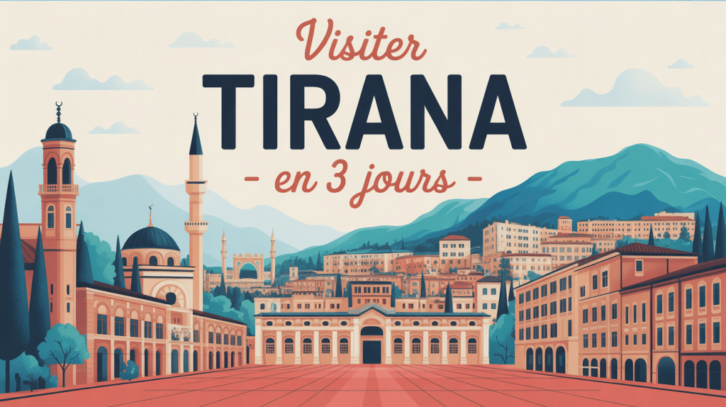 Visiter Tirana en 3 jours illustration capitale panoramique