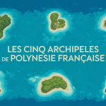 vue aérienne des 5 archipels de la polynésie française