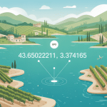 Vue aerienne latitude 43.6502211 longitude 3.374165