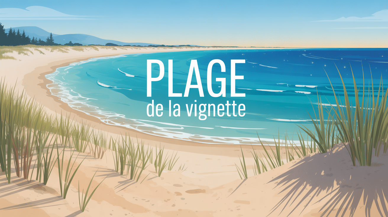 Vue panoramique plage de la vignette avec sable doré et pinède