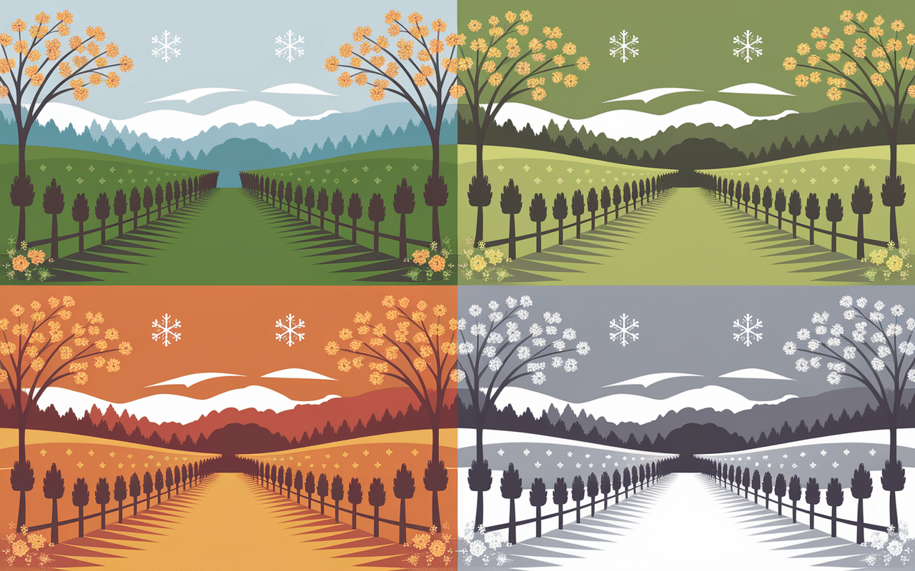 Paysage quatre saisons vignobles week end Alsace