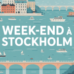 Vue aérienne de Stockholm îles ponts couleurs pastel wknd stockholm