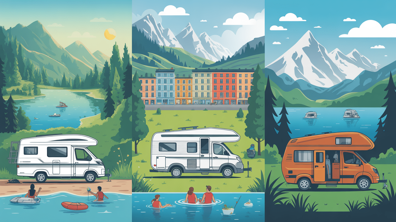 Aire pour camping car Annecy lac ville nature