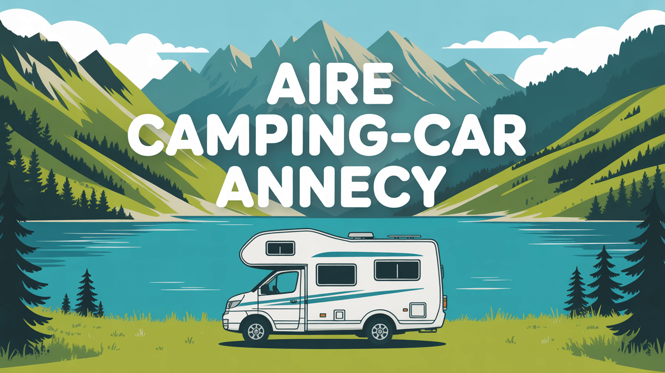 Aire pour camping car Annecy vue sur lac et montagne