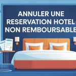 Chambre d'hôtel stylisée pour annulation hôtel non remboursable