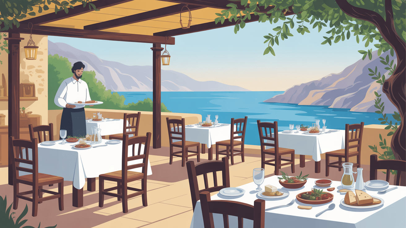 Taverne traditionnelle restaurant ios greece spécialités