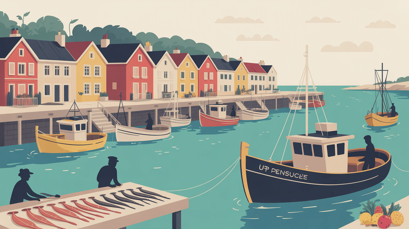 Village de pêcheurs à Bohuslän avec marché et port