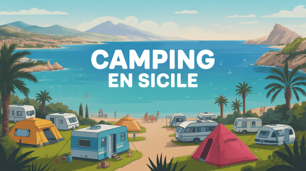 Camping en Sicile illustration vue aérienne