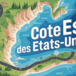 Carte illustrée de la cote est usa