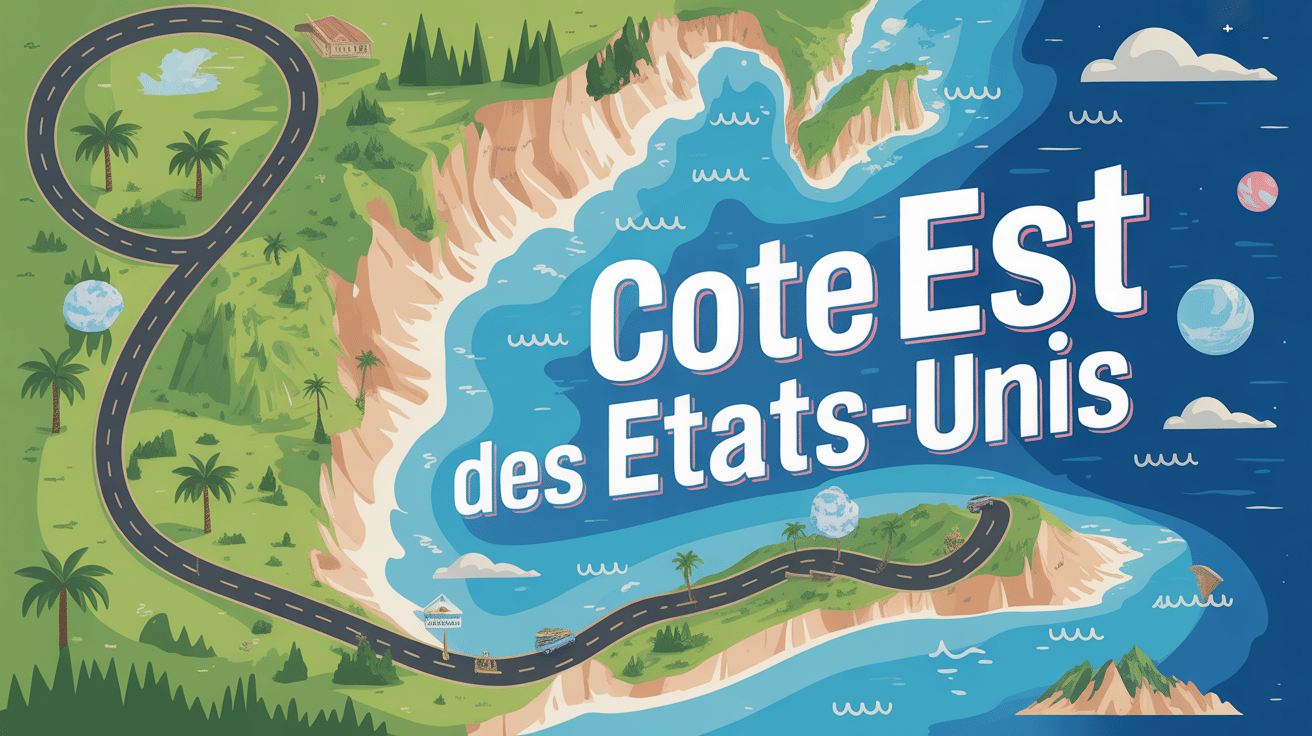 Carte illustrée de la cote est usa