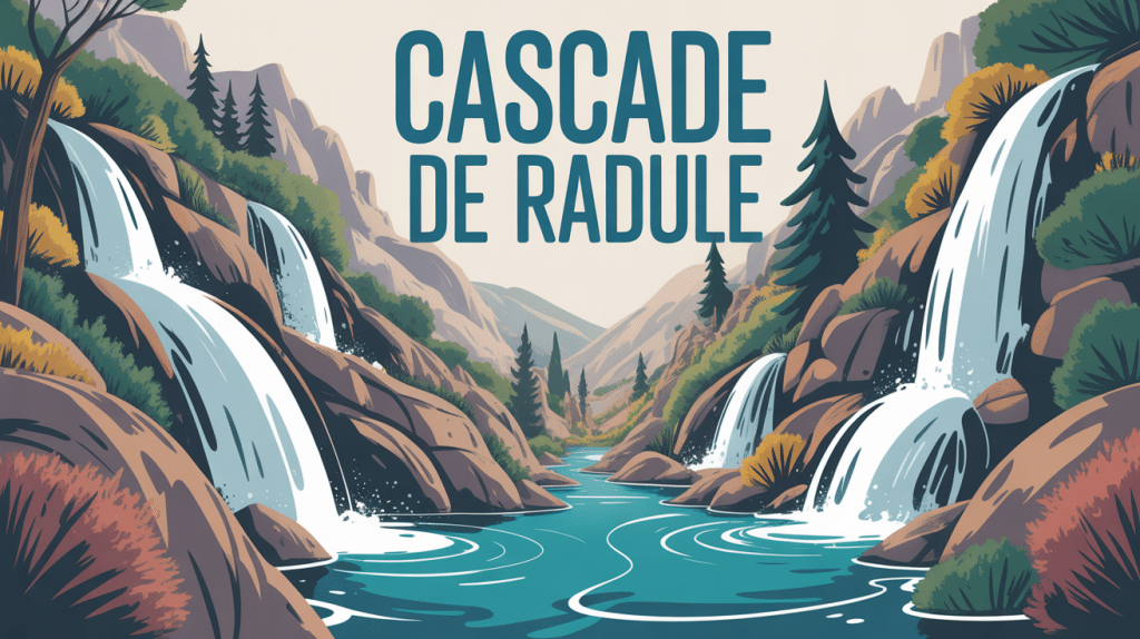Cascade de Radule stylisée avec bassins turquoise
