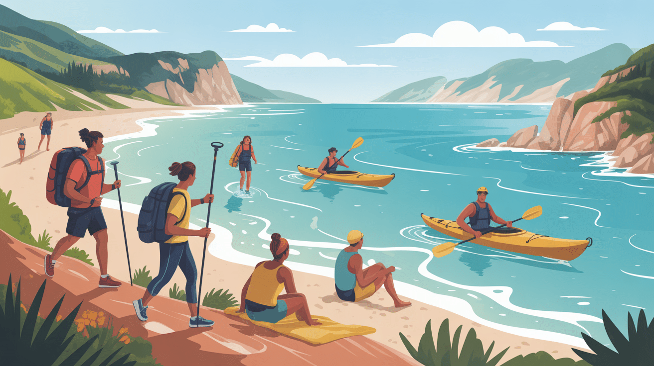 Activités et panoramas à Erbalonga, plage et sentier côtier