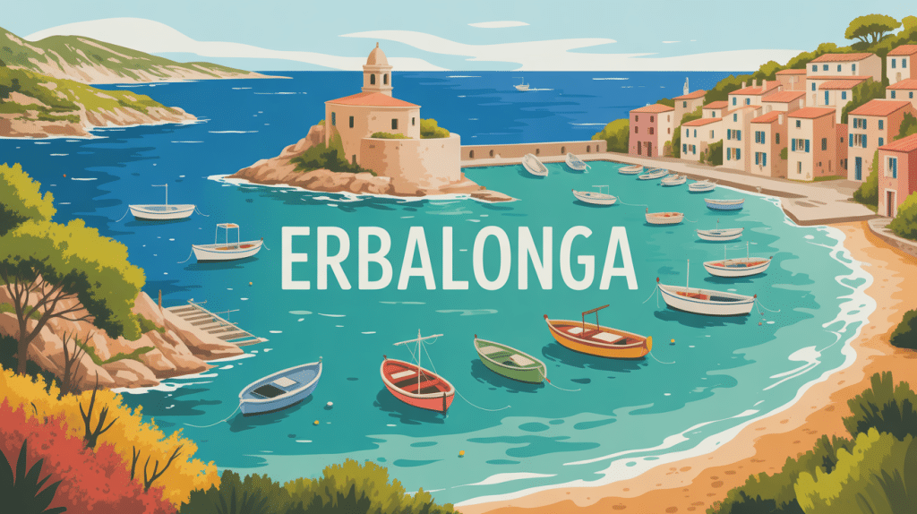 Vue panoramique d'Erbalonga, village corse bord de mer