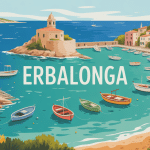 Vue panoramique d'Erbalonga, village corse bord de mer