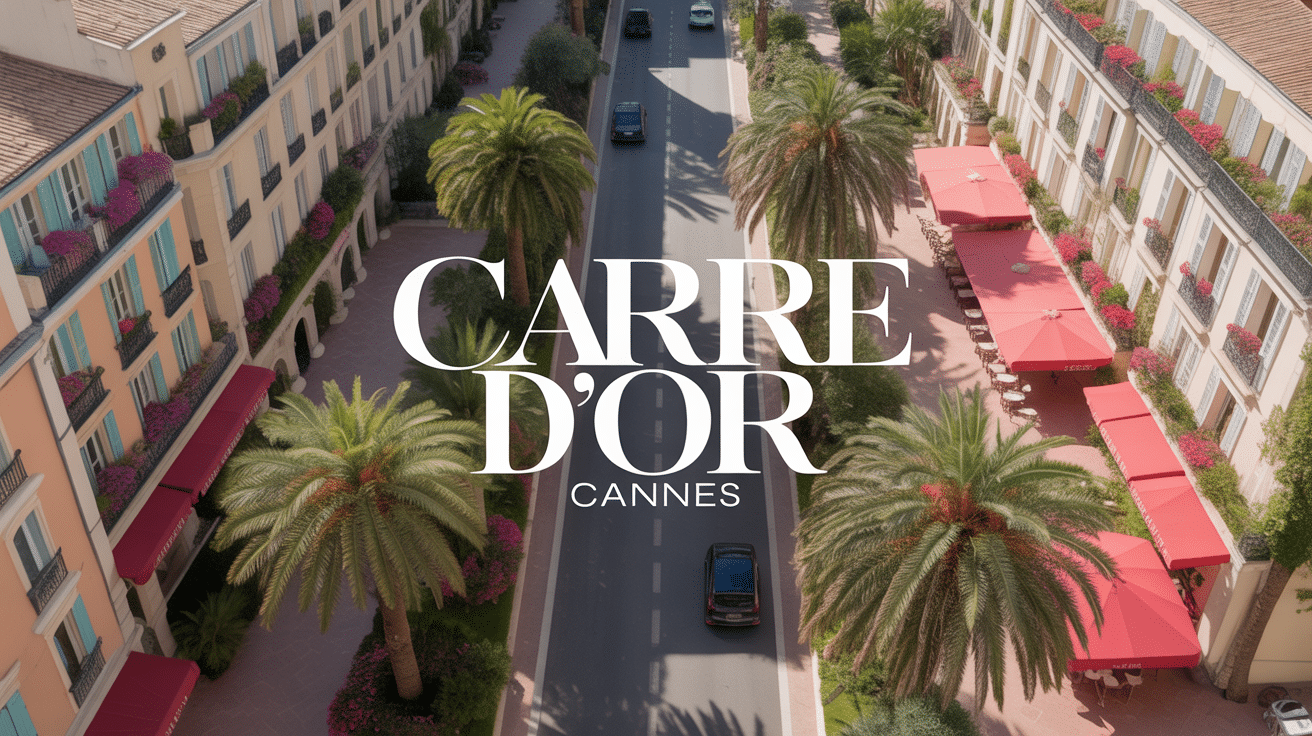 Vue aérienne du Carré d'Or Cannes quartier luxe