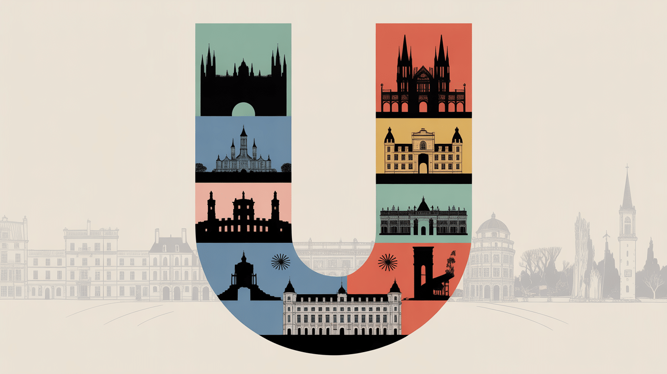 Silhouettes de monuments en U classiques et contemporains sur chronologie