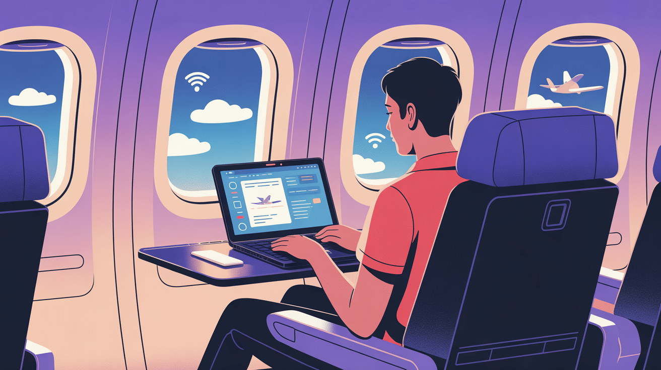 ordinateur avion passager WiFi mode avion