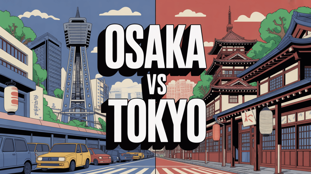 osaka ou tokyo illustration contraste moderne et traditionnel