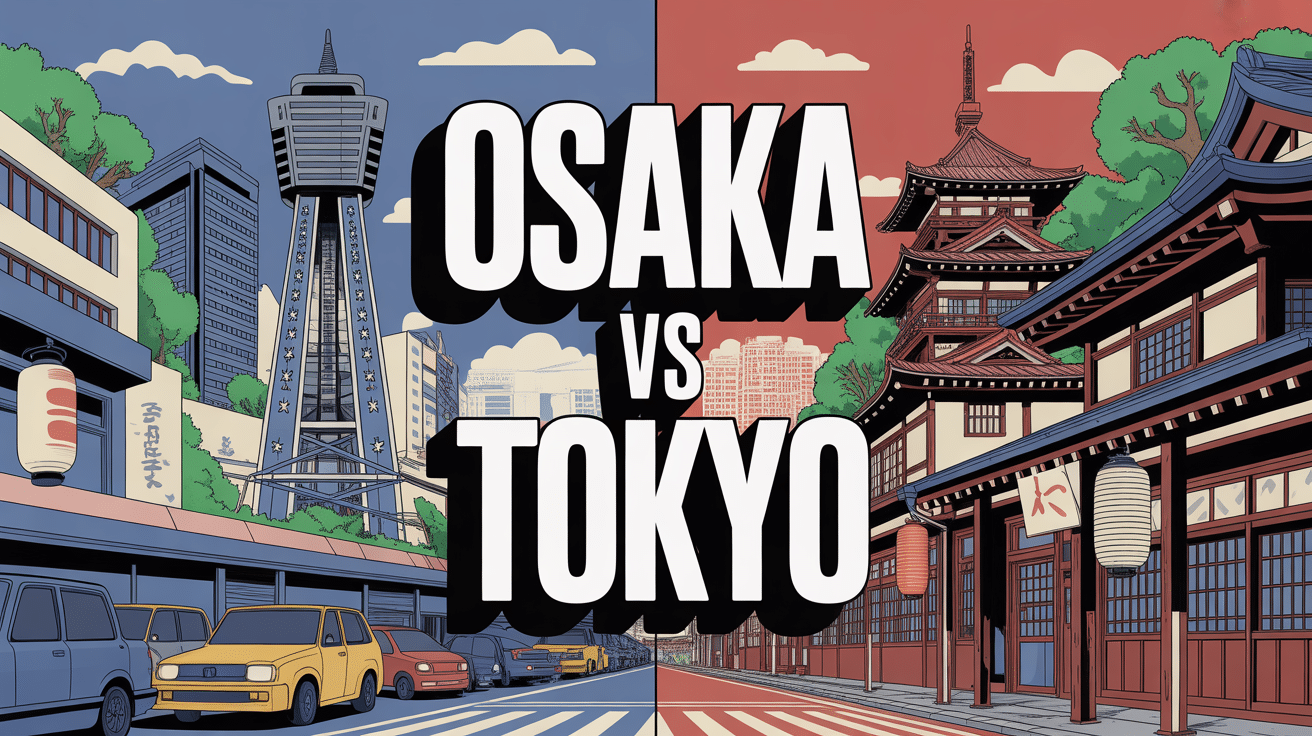 osaka ou tokyo illustration contraste moderne et traditionnel