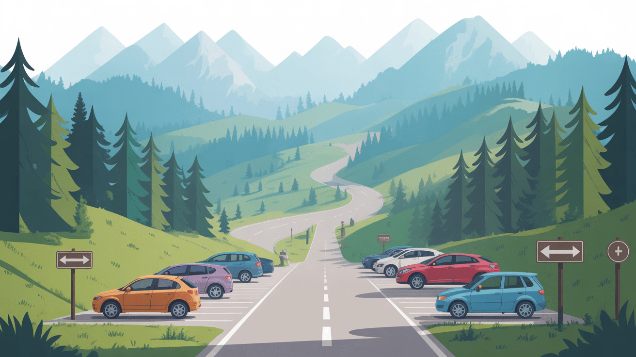 Parking piscia di gallu avec sentier forestier