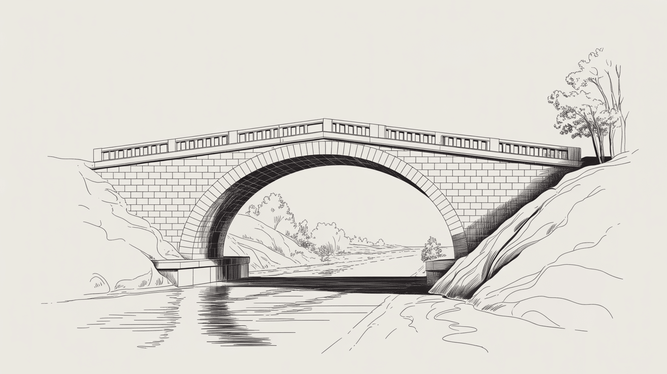 Vue technique du Pont de Zaglia en granit Corse