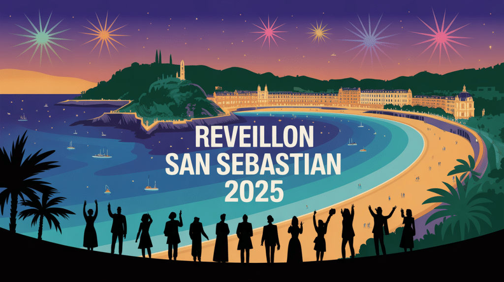vue panoramique réveillon san sebastian 2024 2025 plage feux d'artifice