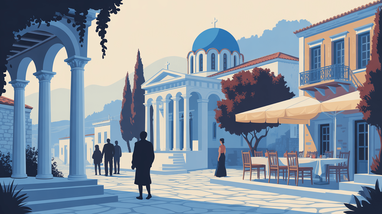 Ruelle typique village Santorini Mesaria