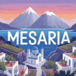 Vue panoramique village Santorini Mesaria