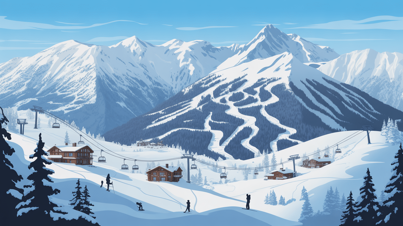 station de ski proche de lyon vue panoramique montagnes enneigées