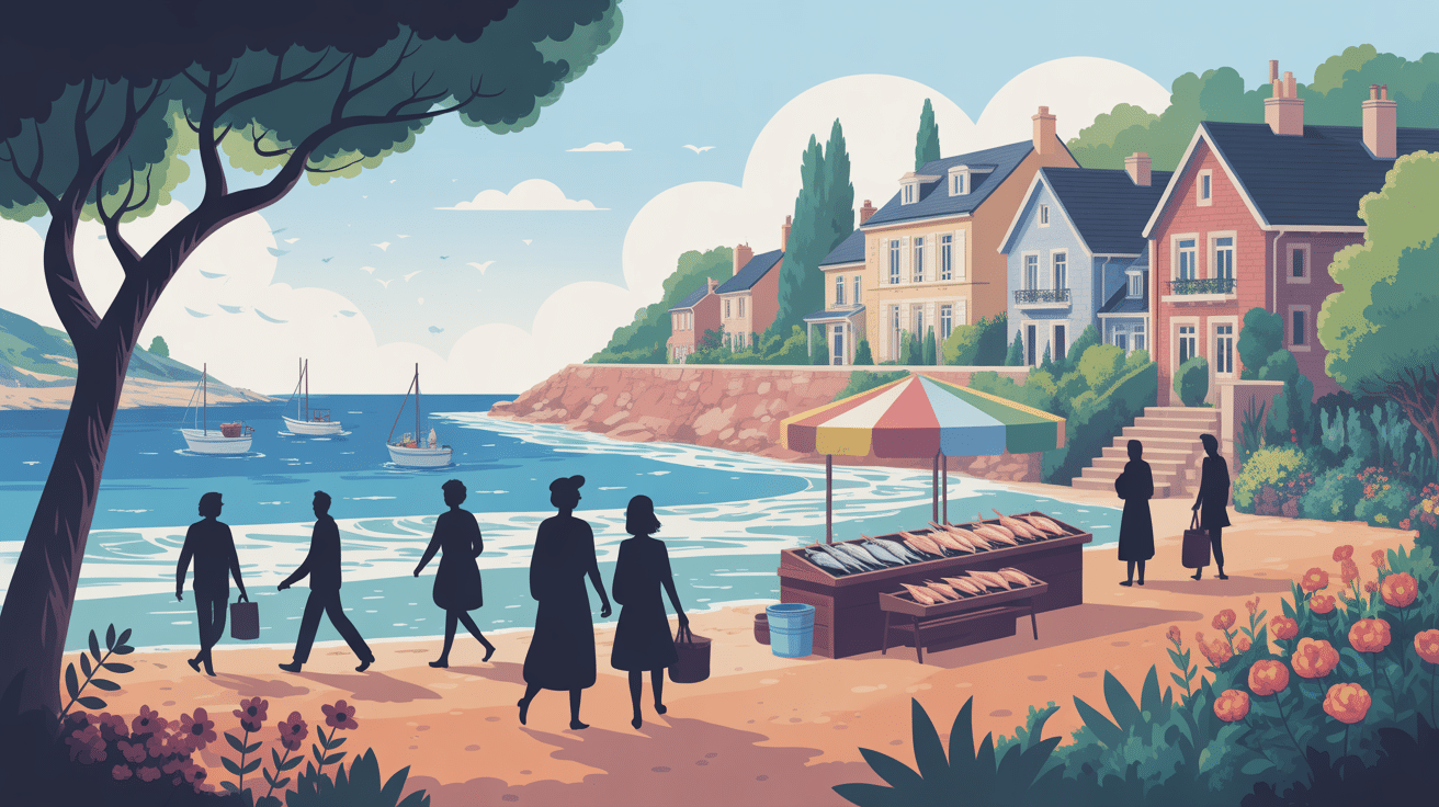 Scène de vie ville bord de mer Bretagne