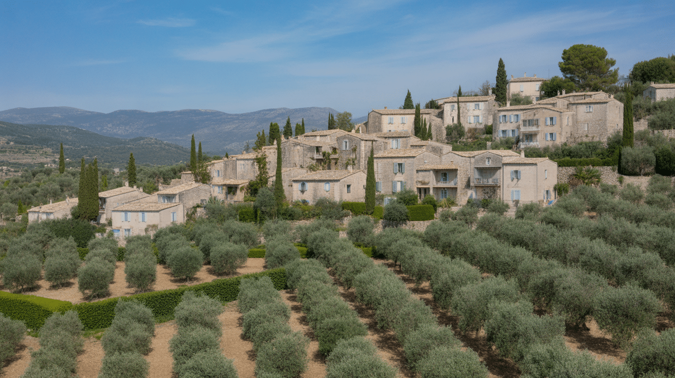 Paysage Chypre village campagne oliviers