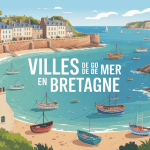 Panorama ville bord de mer Bretagne littoral villages