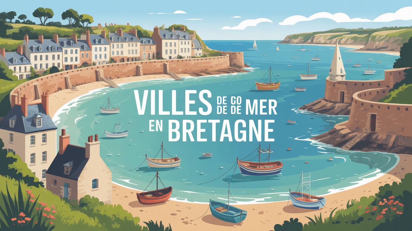 Panorama ville bord de mer Bretagne littoral villages